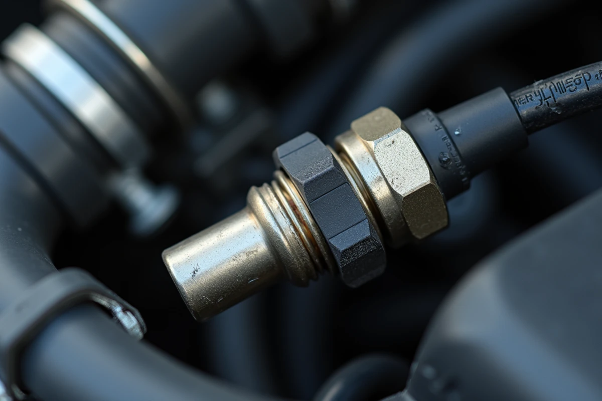 Capteur de pression carburant sur le rail d'injection d'un moteur Peugeot 208 GTi, composant clé lors du diagnostic d'un défaut P0087