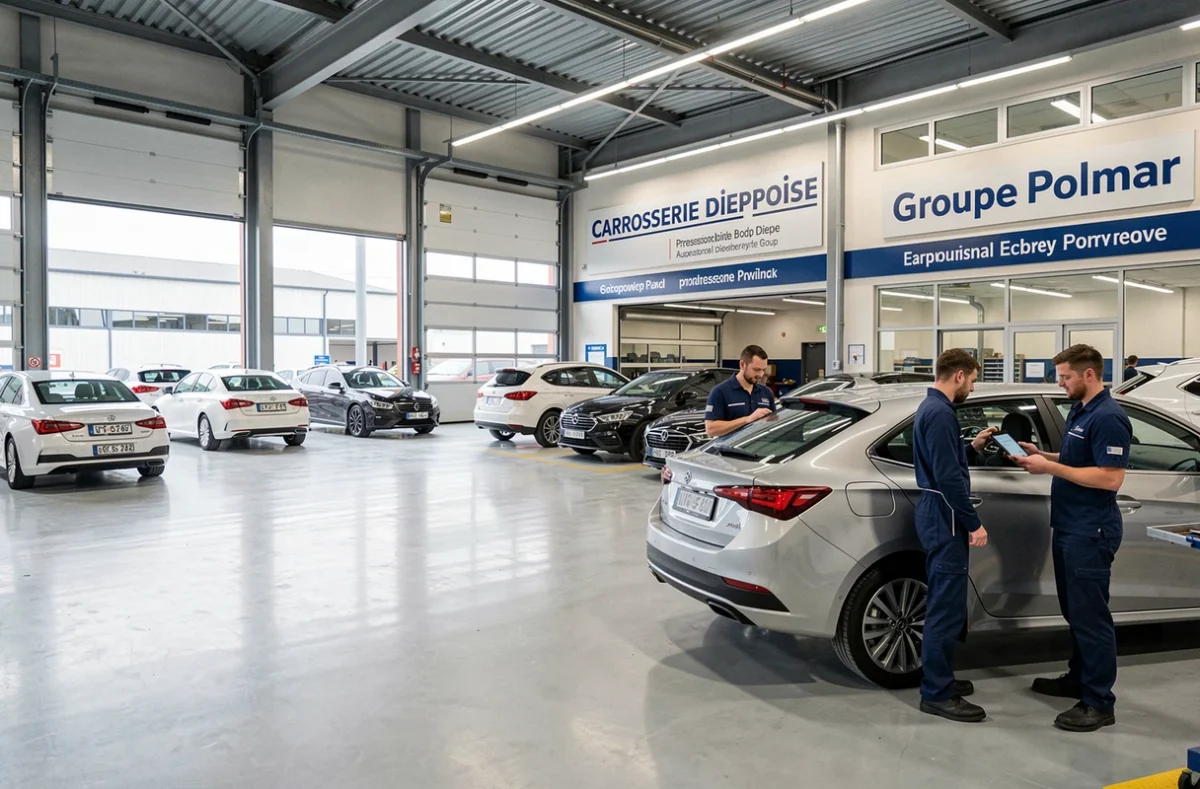 La Carrosserie Dieppoise du Groupe Polmar, structure de carrosserie professionnelle intégrée à un groupe automobile régional à Dieppe