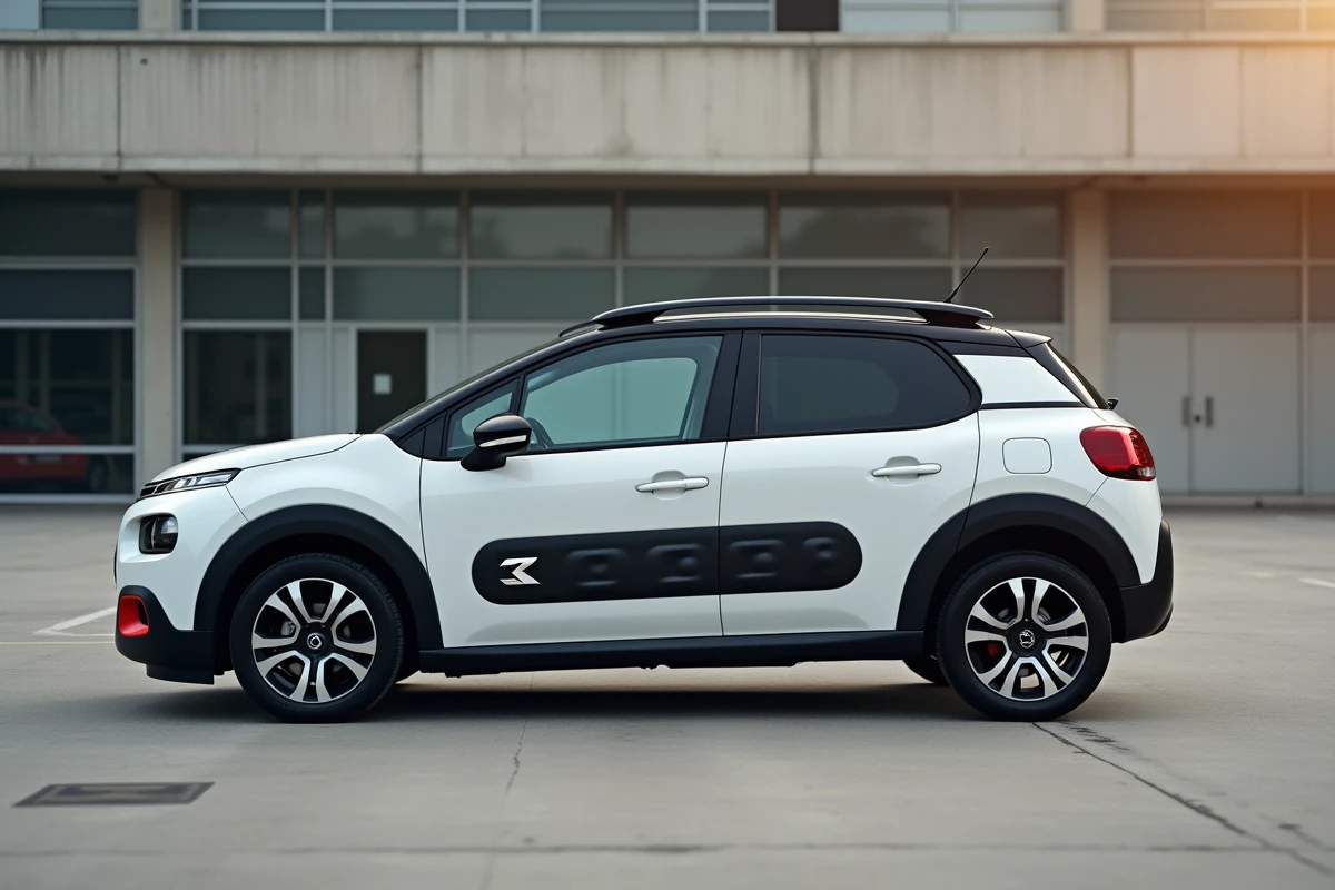 Profil latéral complet de la Citroën C3 nouvelle génération illustrant sa hauteur de caisse et sa longueur totale