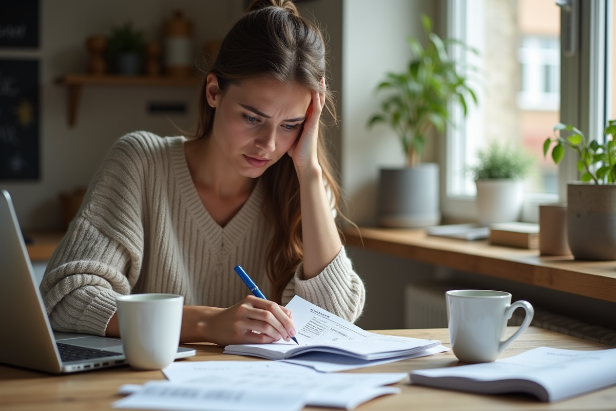 Jeune femme compare les coûts écologiques de sa voiture hybride