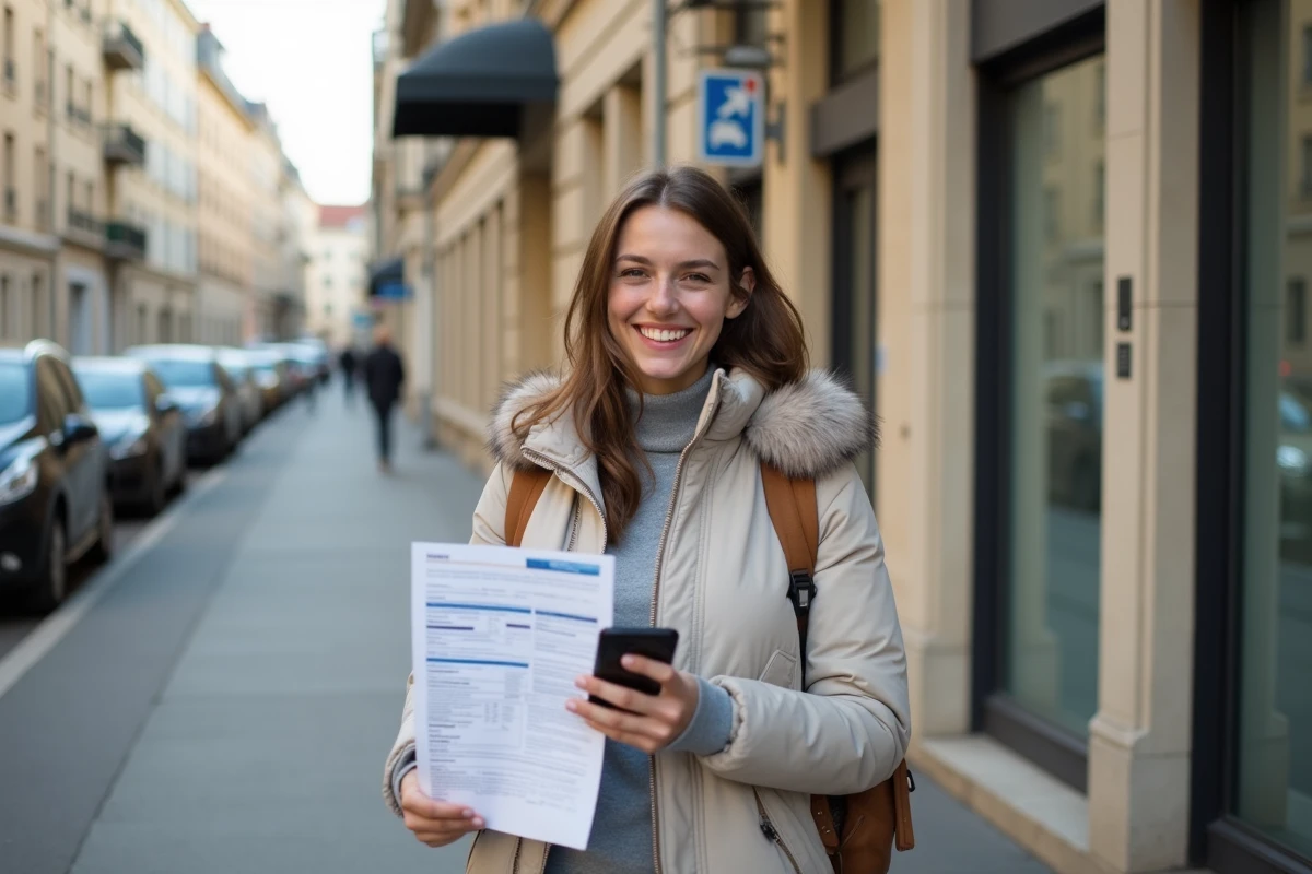 Jeune femme française avec formulaire de carte grise
