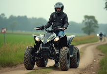 Permis quad 700cc : conditions et réglementation à connaître pour conduire en toute légalité Jeune homme en équipement moto près d'un quad 700cc en pleine nature