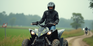 Permis quad 700cc : conditions et réglementation à connaître pour conduire en toute légalité Jeune homme en équipement moto près d'un quad 700cc en pleine nature
