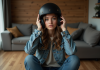 Choisir la bonne taille de casque moto : conseils pratiques et astuces Jeune femme ajustant son casque de moto dans un salon chaleureux