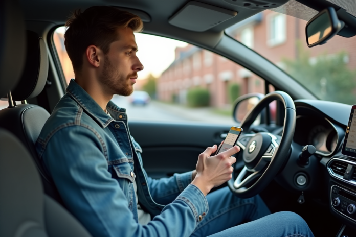 jeune-homme-permis-voiture Jeune homme avec permis de conduire dans une voiture