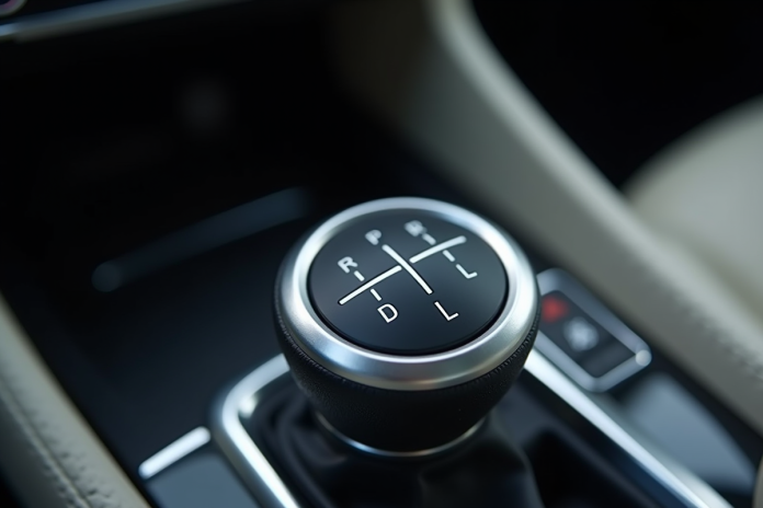 Vue rapprochee selecteur automatique de voiture moderne