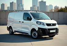 Véhicule Peugeot Expert blanc en extérieur en plein jour