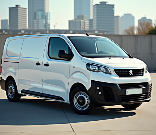 Véhicule Peugeot Expert blanc en extérieur en plein jour