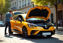 Renault Clio 3 Phase 2 au soleil avec le capot ouvert