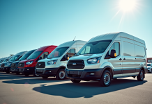 Vans d occasion garés en plein soleil dans un concessionnaire